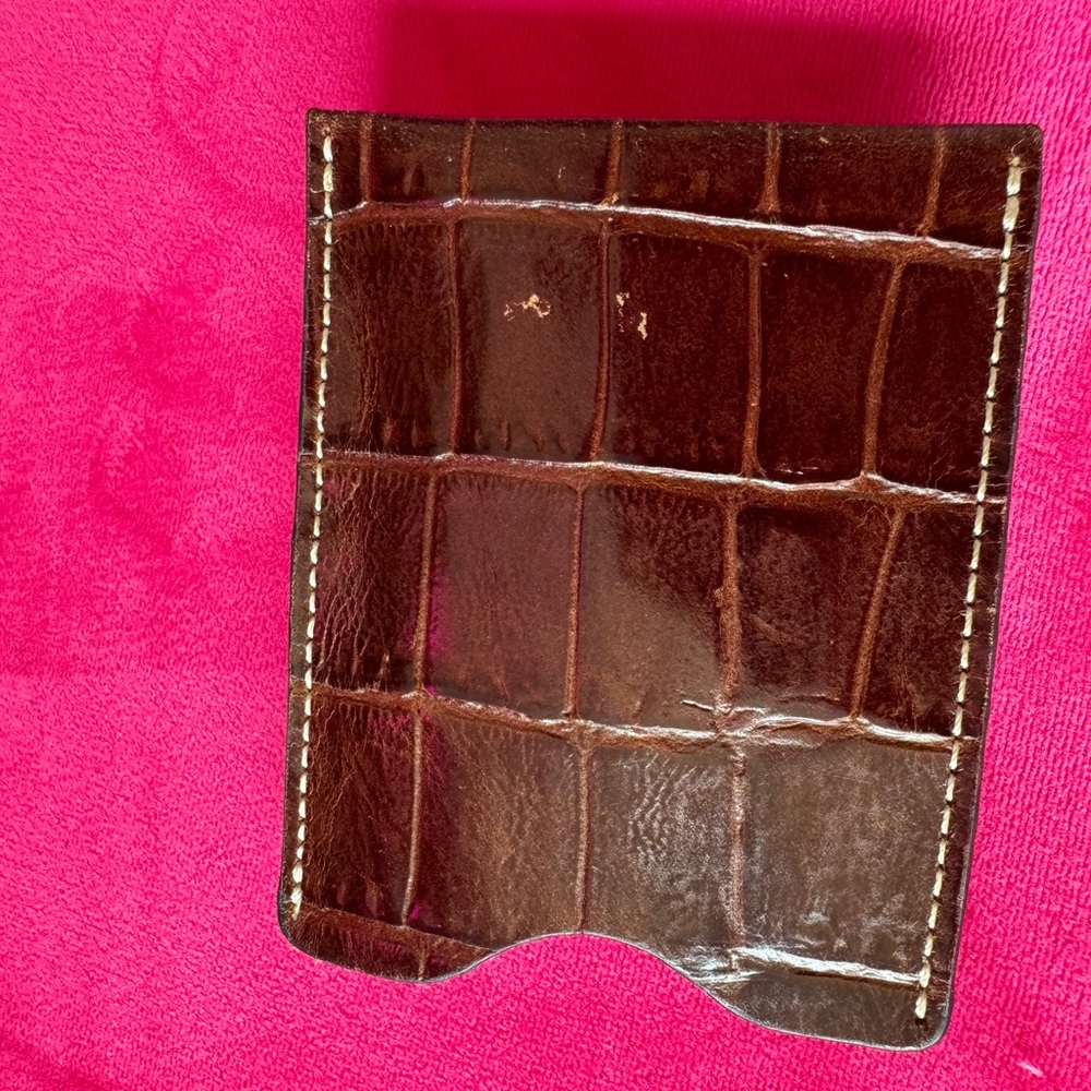 Neiman Marcus Brown Crocodile-Embossed Money Clip